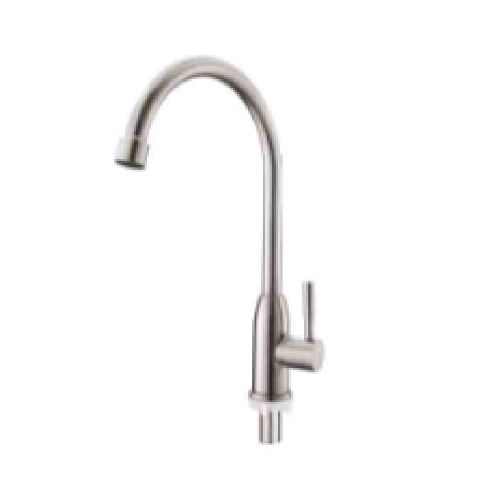 Brushed Deck mounted goose neck Steel 304 cold water mixer tap kitchen sink faucet stainless steel 304