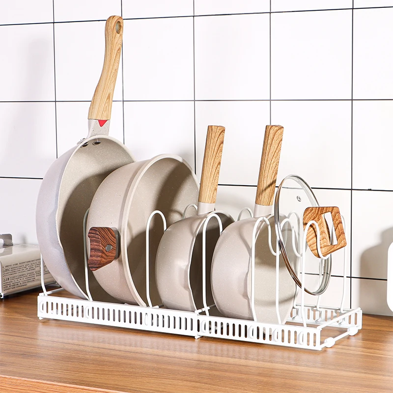 Kitchen Usage Glass Pot Cover Rack Cast Iron Pan Lid Rack Holder pan organizer pan rack