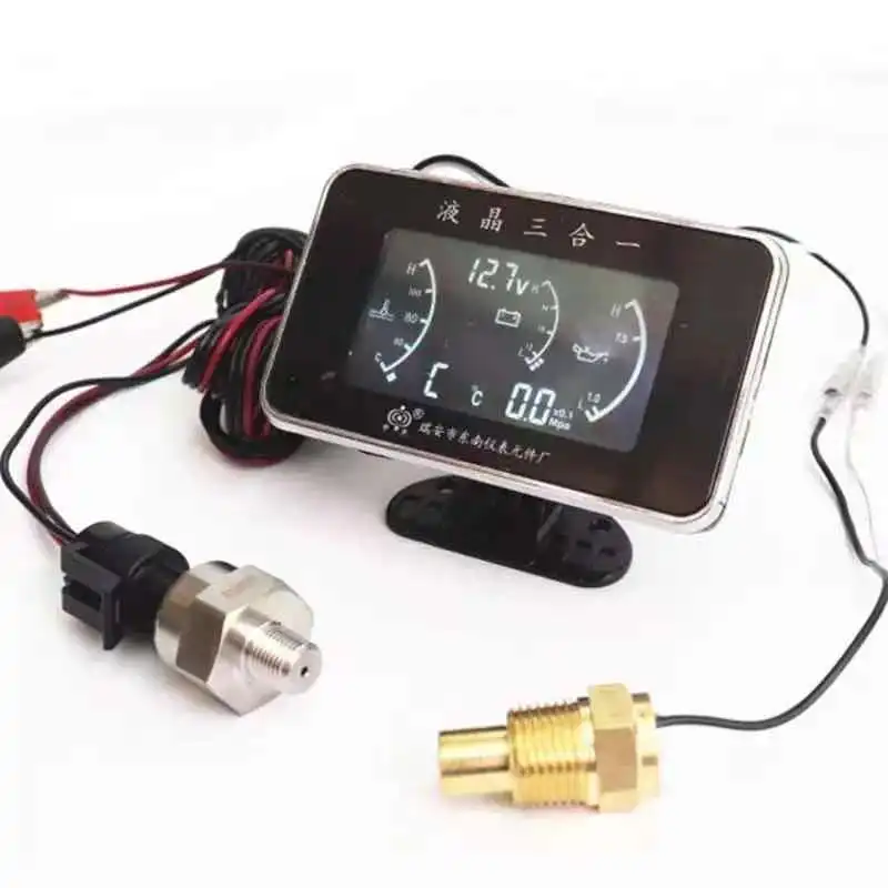 LCD Universal Oil Pressure Instrument Fuel Water Temperature Gauge