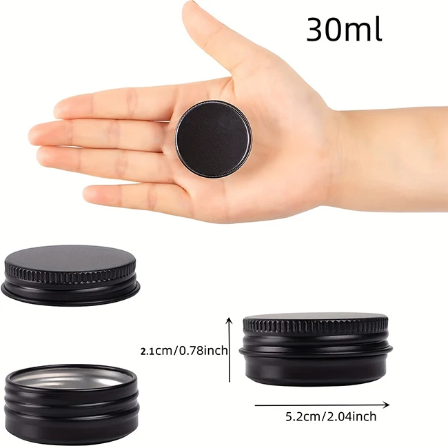 RTS 1oz 30ml Twist Top Cosmetic jar Luxury Round Silver Black Gold Metal Face Eye Cream Lip Balm Aluminum Tin Cans Canister