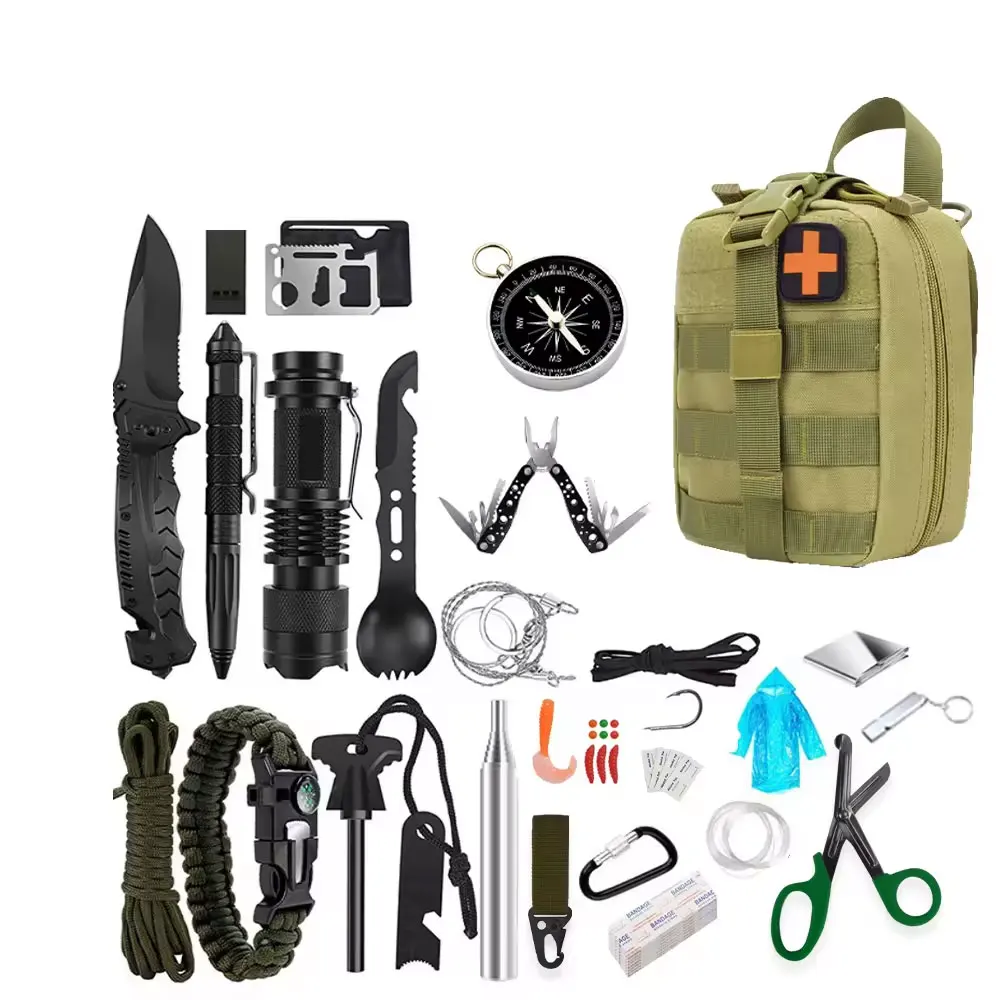 Survival Kit Tactical  Camping Gear SOS Tool Emergency Supplies Gifts survival first aid kit for Camping Adventures Hiking