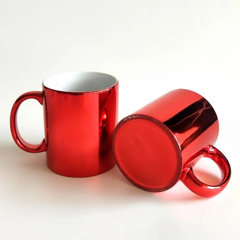 Wholesale Sublimation Ceramic Mugs/cups Novelty Craft Showing Metallic Luster Ceramic Coffee Mugs With Electroplated Glaze Color