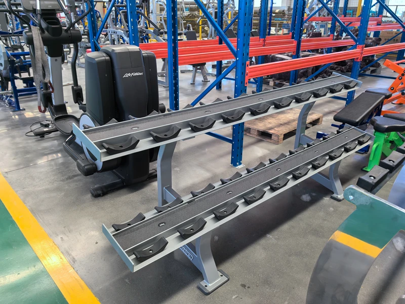 High Performance Strength Training Gym Fitness Equipment Bodybuilding Galvanized Steel Tube Dumbbell Rack Two Tier For Exercise