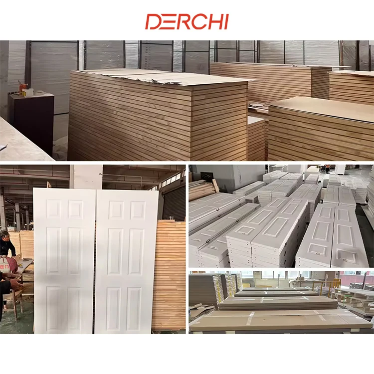 DERCHI interior white Primed Panel Door Hollow Core Molded Door Composite MDF Slab Doors