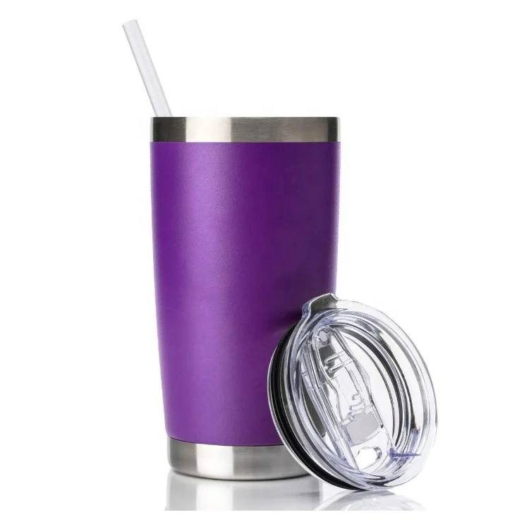 Custom Double Wall Insulated Stainless Steel Vacuum Tumbler With Straw 20oz Coffee Mug
