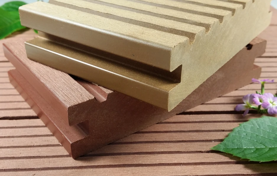 Recycled wood plastic composite decking floor