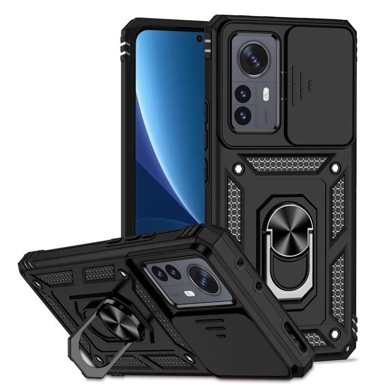 Mi11T Mi12T Case Slide Camera Shockproof Armor Case For Xiaomi11T Mi 11T 12 11 Pro Lite Car Magnetic Holder Ring Protect Shell