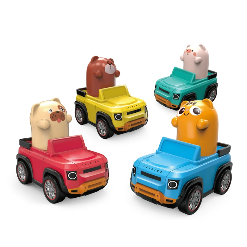 Baby toys 2 4 year playing press and go mini funny cartoon car animal toys racing in china wholesale