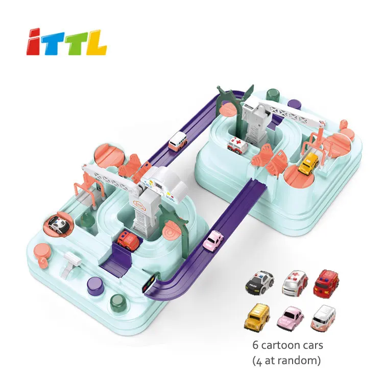 battery operated car adventure parking set plastic track train toy for kids