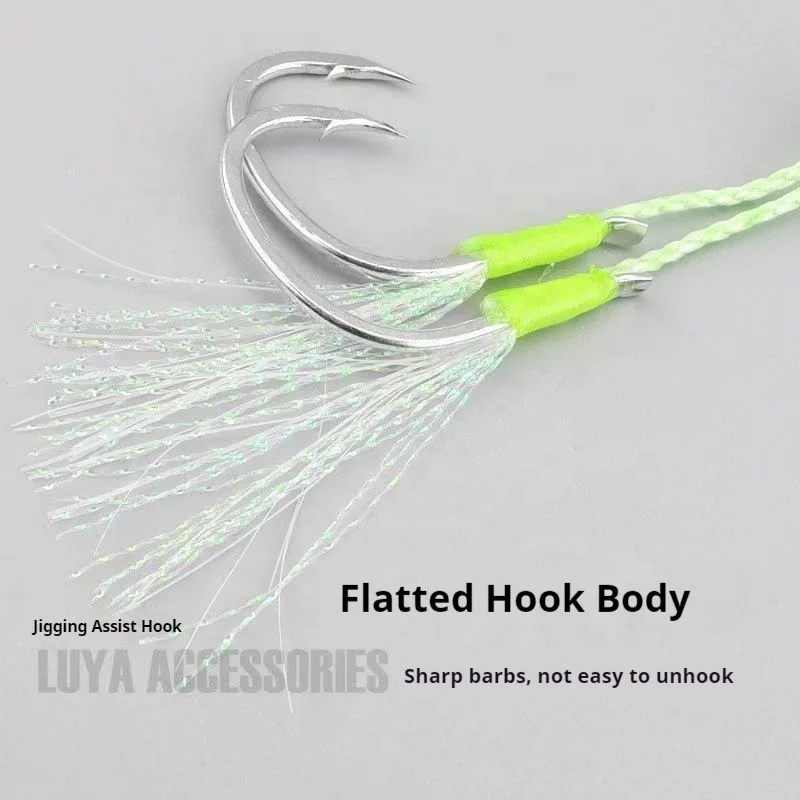 Hand Tied Double Hooks 1/0-4/0 anzuelos de pesca Jigging Game Assist Hook Iseama Hooks