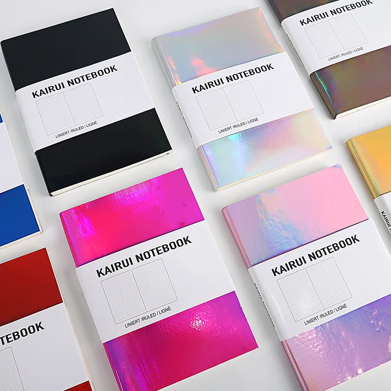 2023 Hot Selling Custom Print Softcover Office Supplies Matte Holographic Notebook  with Custom  Emoboss  Logo