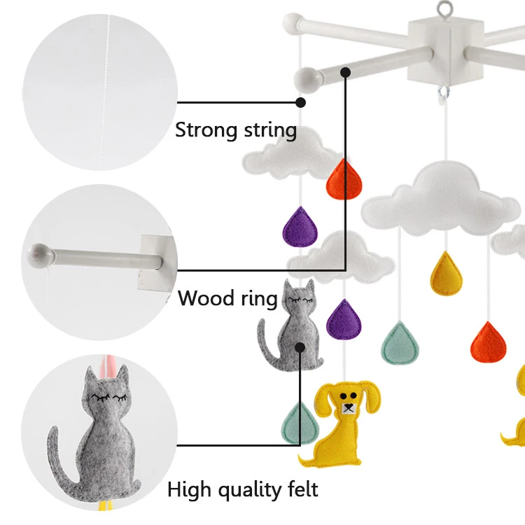woven baby mobile felt clouds Felt toy rainbow baby mobile felt