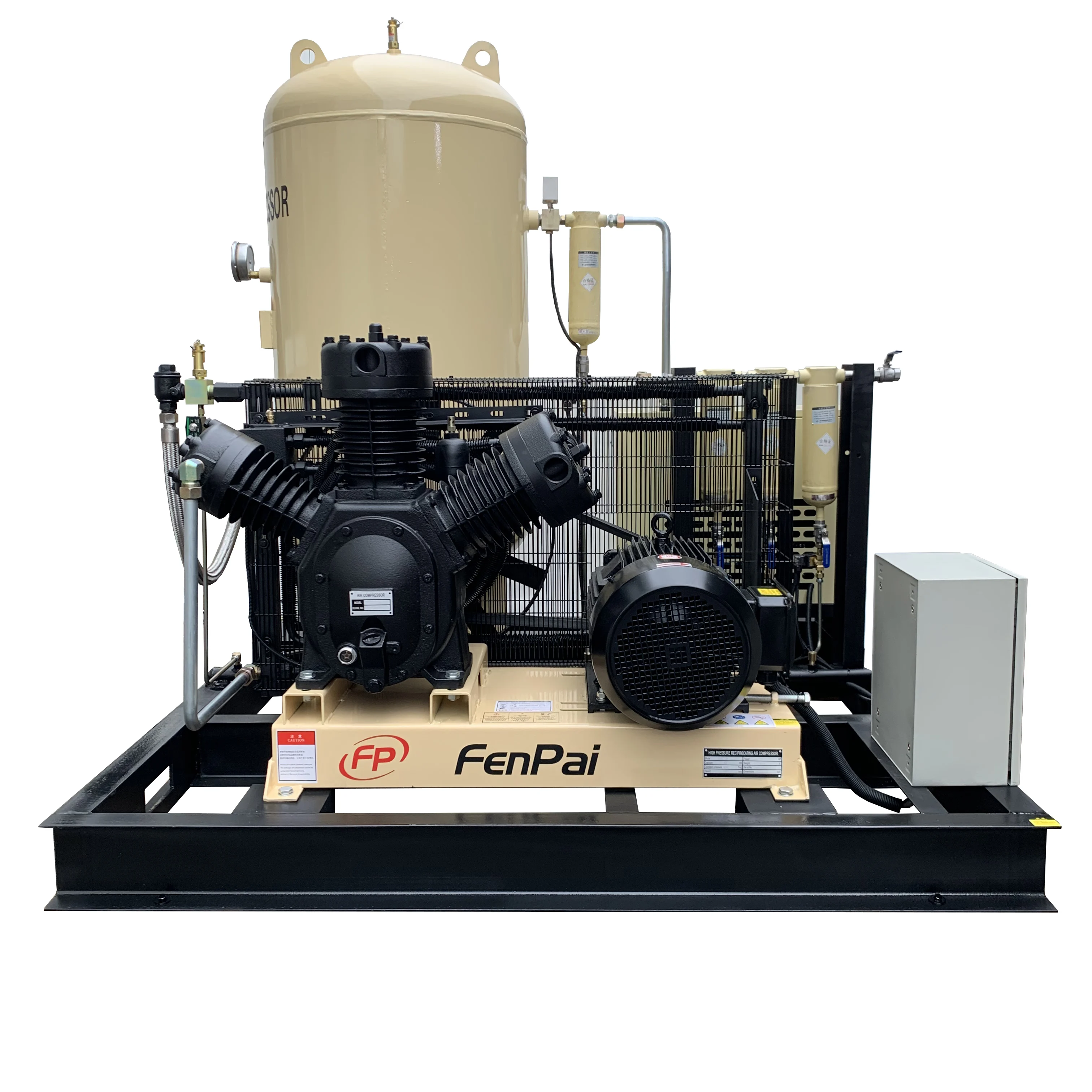 Fenpai 30bar 15kw  380v 50hz high pressure 3 cylinders reciprocating air compressor laser