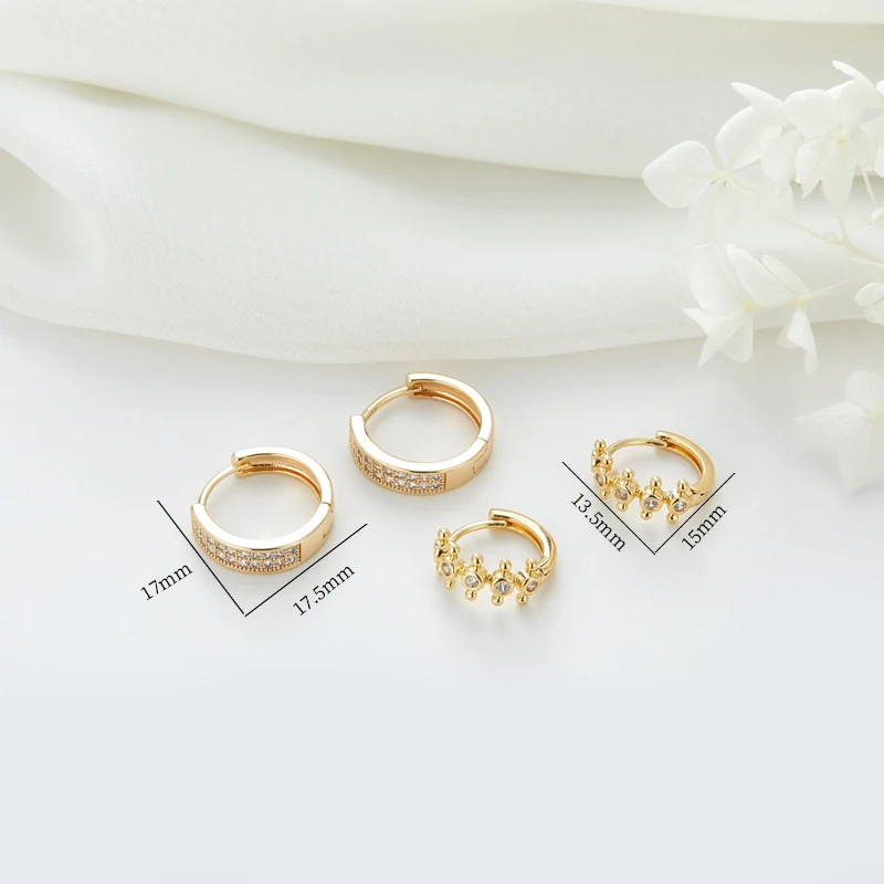 Wholesale Simple Huggie Earrings Women Unique Minimalist Trendy Gold Plated Cubic Zirconia Classic Brass Hoop Earring