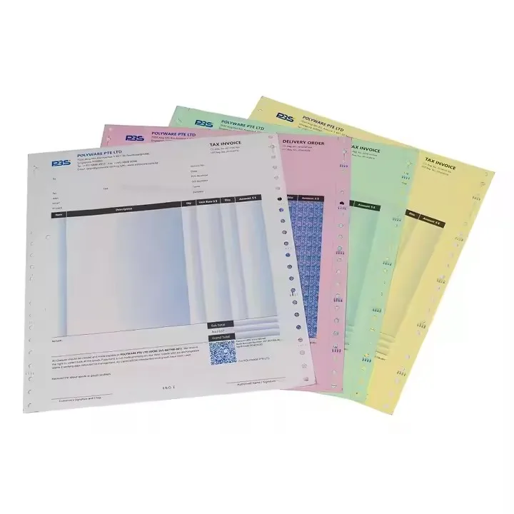 Factory High Quality 3-ply continuous carbonless printing paper Ncr  Carbonless Form Custom Size Logo Blue image Self-Copied