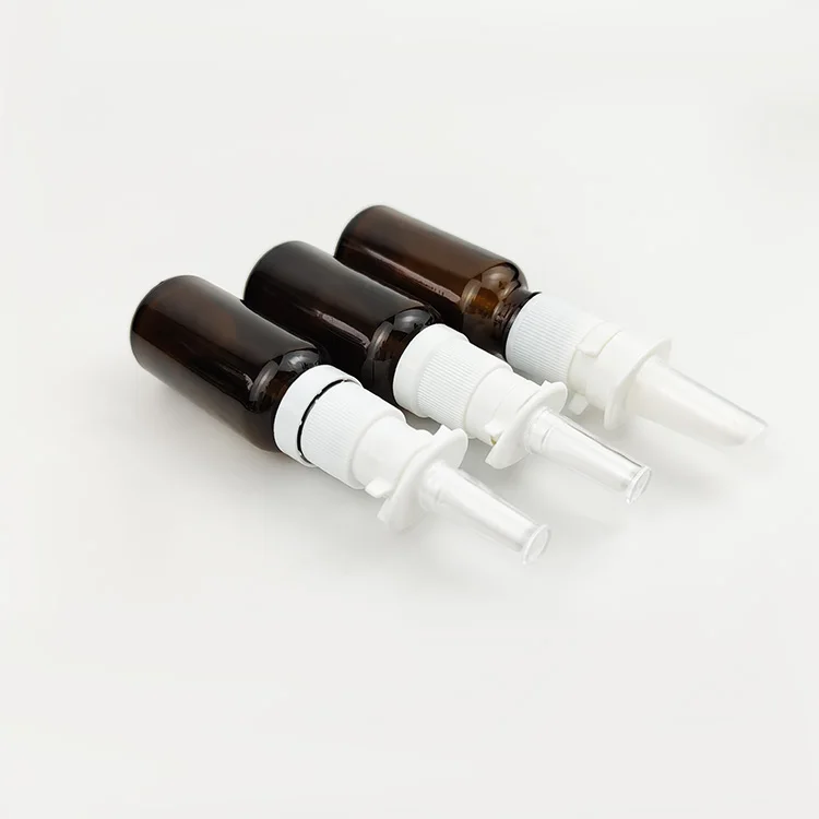 1 oz/30 ml Travel-Sized Glass Bottle with Nasal Spray Pump Empty Pharmaceutical Press Spray Head Refillable Vial Medicine Use