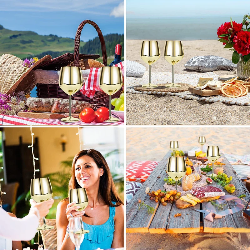 Stainless Steel Goblet Wine Glasses 18oz Coffee Tumbler Mug Champagne Flutes Martini Cocktail Water Bottle Beverage Cups