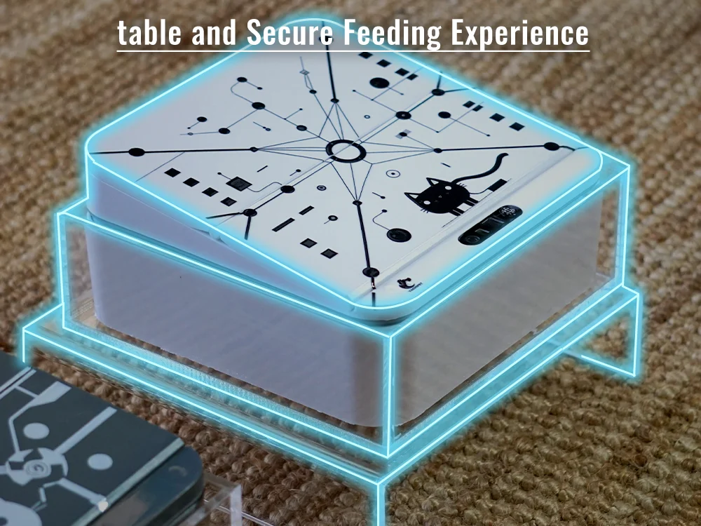 YACHIPET Smart Automatic Pet Feeder with RFID Sensor, Elevated Base, and 650ml Capacity for Wet & Dry Food