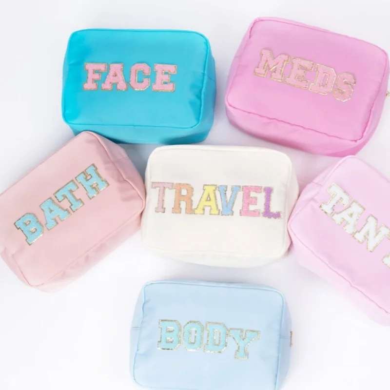 Wholesale Logo Luxury Toiletry Bag Beauty Makeup Bag Custom Ladies Nylon Cosmetic Bag