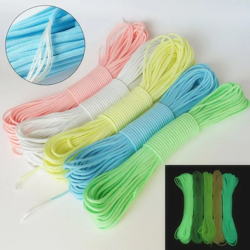 JKSS-009  9 Strand Glow in The Dark Paracord 100 Feet 550 Luminous Parachute Cord