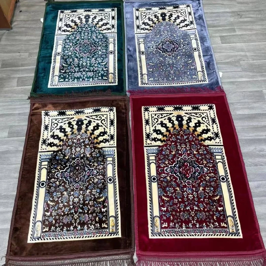 Sajadah Rug Embossed Prayer Mats Ourwarm Muslim Coloring Janamaz Pakistan Raschel Digital Adult Kids Novelty Customized Plush