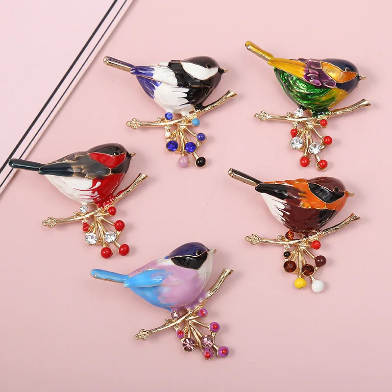 Wholesale Simple Style Alloy Oil Drip Enamel Bird Brooch Personality Animal Brooch for Clothing Accessories