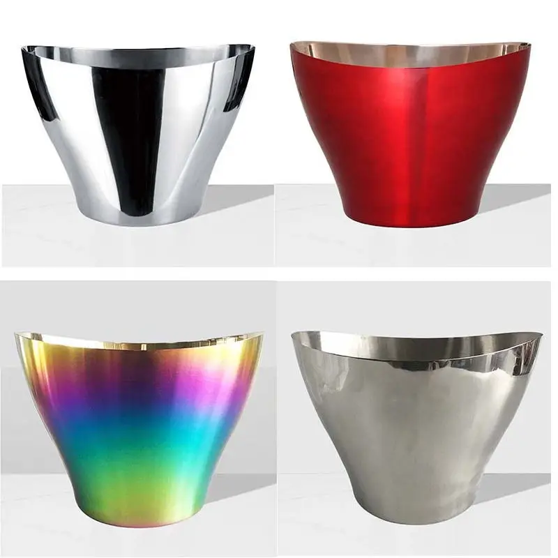 Sinowin Custom Metal Champagne Bucket 5.0L Stainless Steel Beer Wine Ice Bucket for Bar