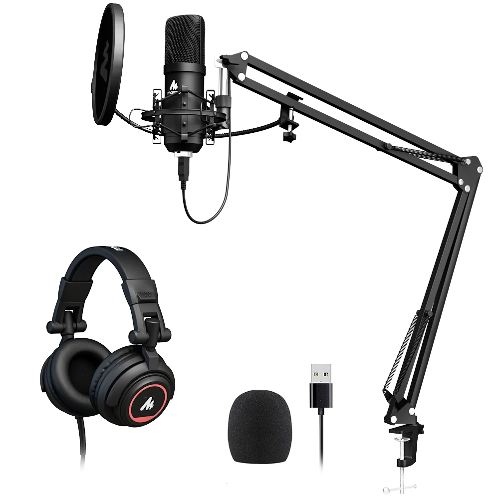 Maono Best Продавец Комплект Высокая чувствительность ПК Electret конденсаторный микрофон с подкастингом мониторы наушники