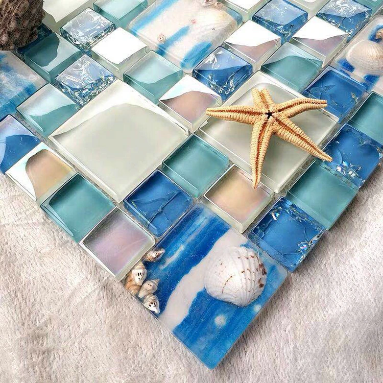 Custom made resin seashell backsplash mosaic tile