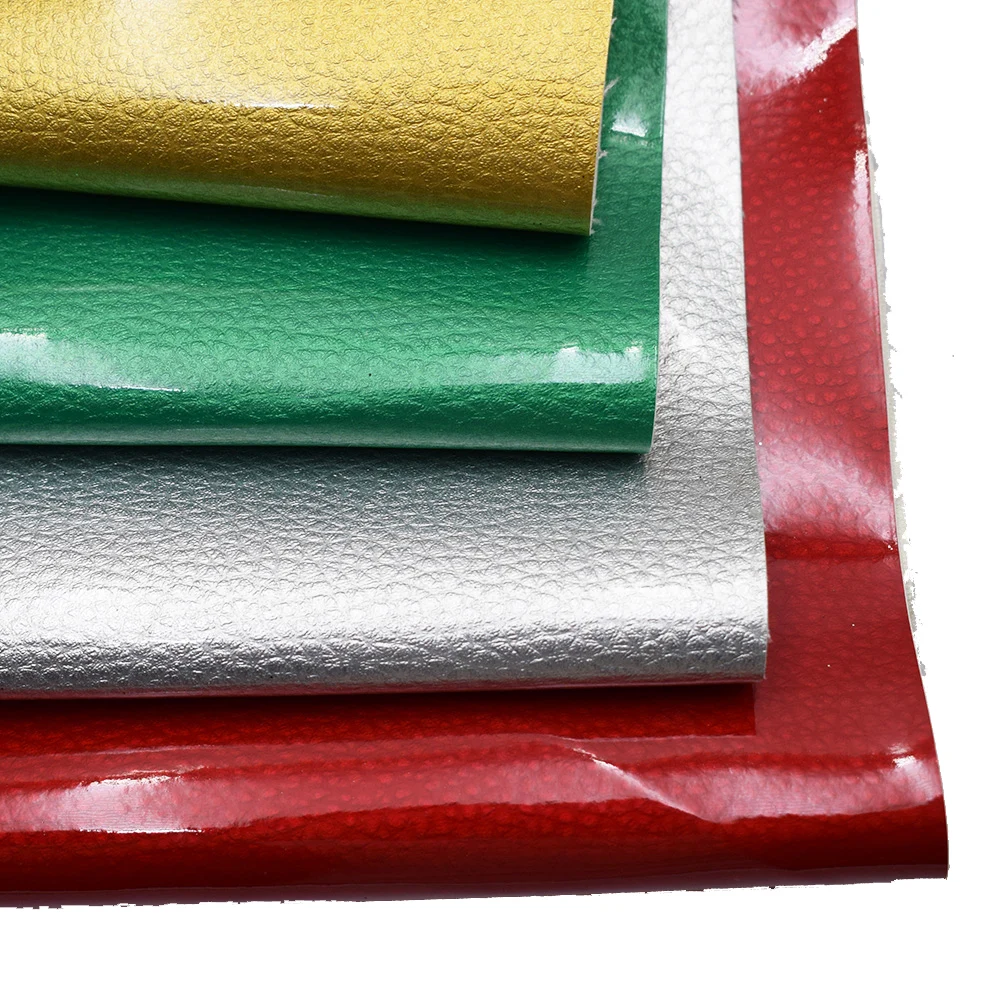 High Glossy Patent PU Bag Leather Artificial Litchi Grain Shoe Leather Synthetic Faux Leather Fabric Decorative Sofas Finished