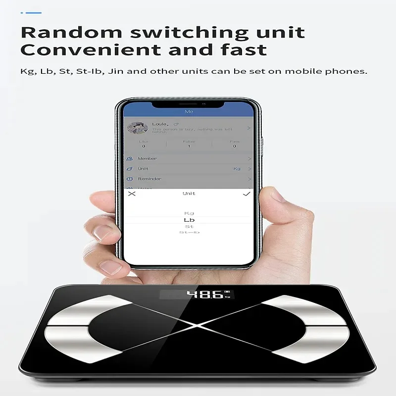 Приложение Bluetooth WiFi весы Стекловидное стекло тело жир умные батарейки максимум 180 кг