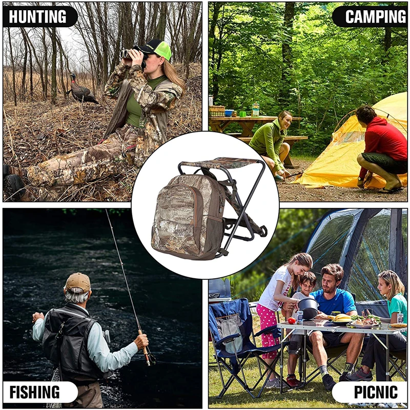 3 in 1 CAMO Lightweight Portable Outdoor Camping Hiking Cooler Backpack Foldable Fishing Chair lunch box cooler lunch bag