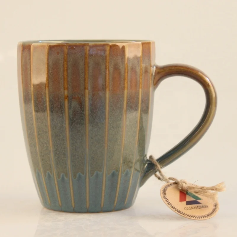 Top selling 13 oz reactive glazed ceramic coffee mug with double glazed