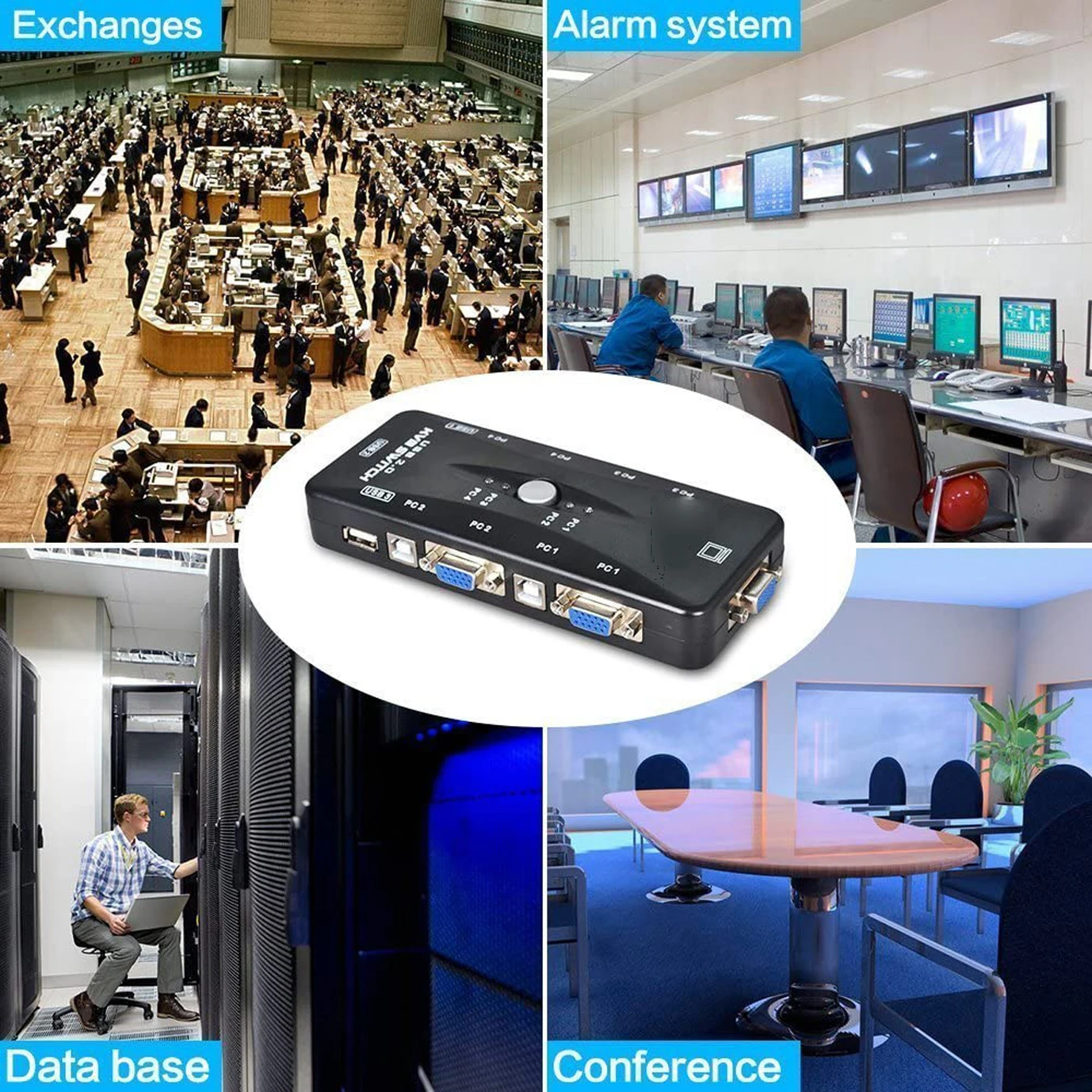  USB KVM переключатель 4 порта ПК МОНИТОР переключатели с VGA кабели для компьютерной клавиатуры и мыши