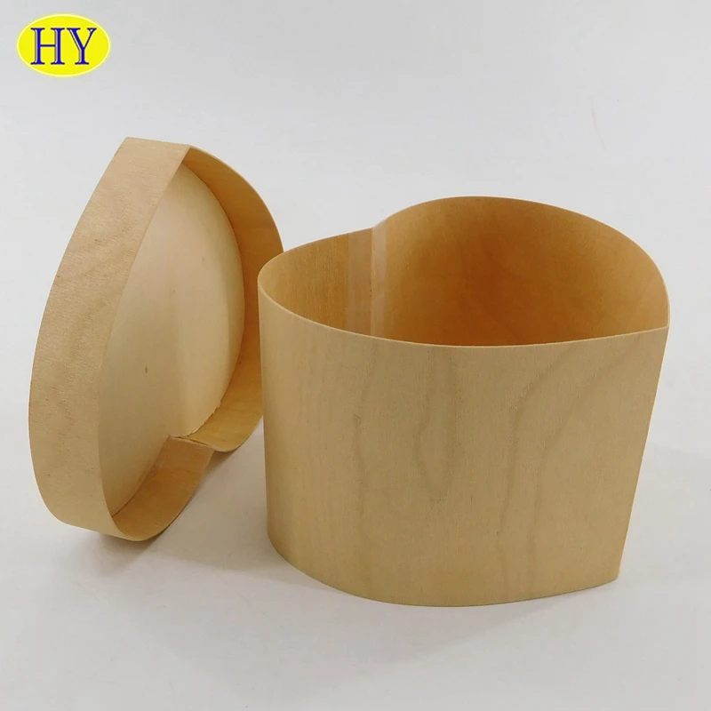 Wholesale Cheap Wood Heart-shaped Box Veneer Wood Cheese Cake Boxes