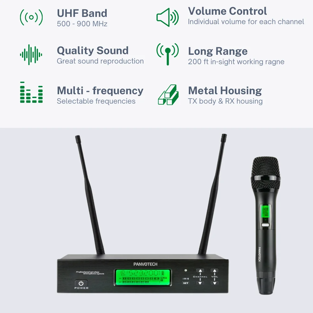 Panvotech pu-520 Long Distance Church Handheld Speech Cordless Professional Uhf Wireless Microphone