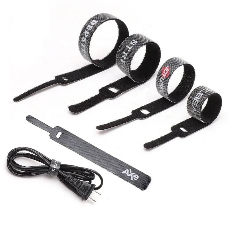 Reusable Fastening wraps tape Cable Ties double side adjustable back to back self sticking hook and loop strap