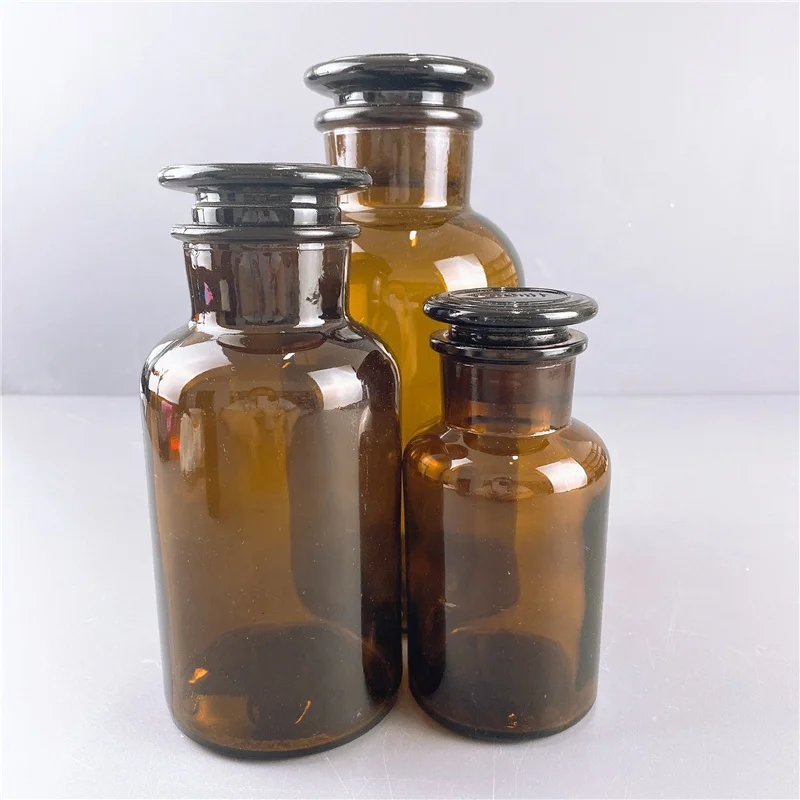 Amber Glass Reagent Bottle Ground Glass Stopper Amber Laboratory Bottle