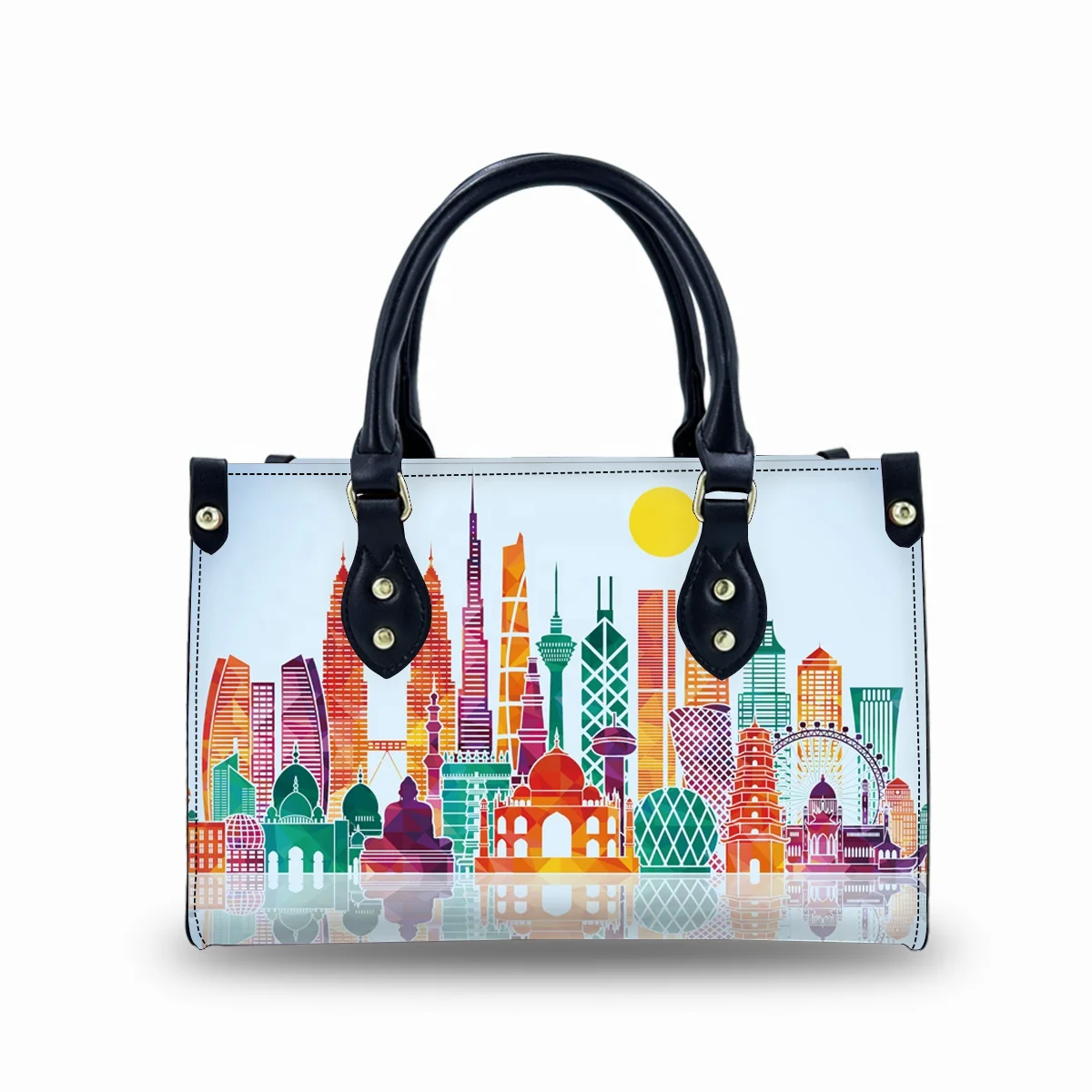 Designer City Pattern Luxury Handbags For Women 2023 Ladies Hand Bags Hard Botton Tote Bag Custom Large Tote Bag