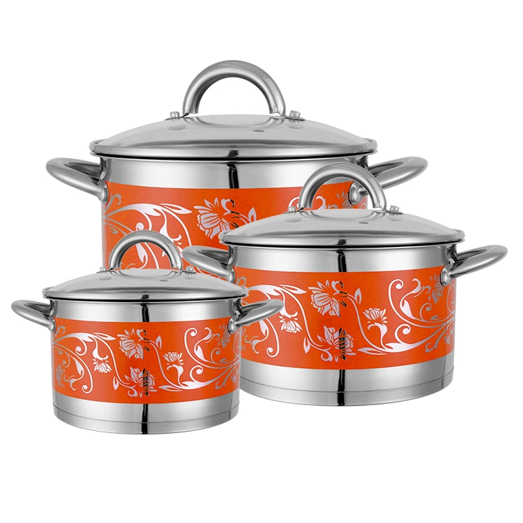 Factory Supplier 3 pieces 6pcs Italian Korea Kitchen Casserole Set Casseroles Stainless Steel Cookware