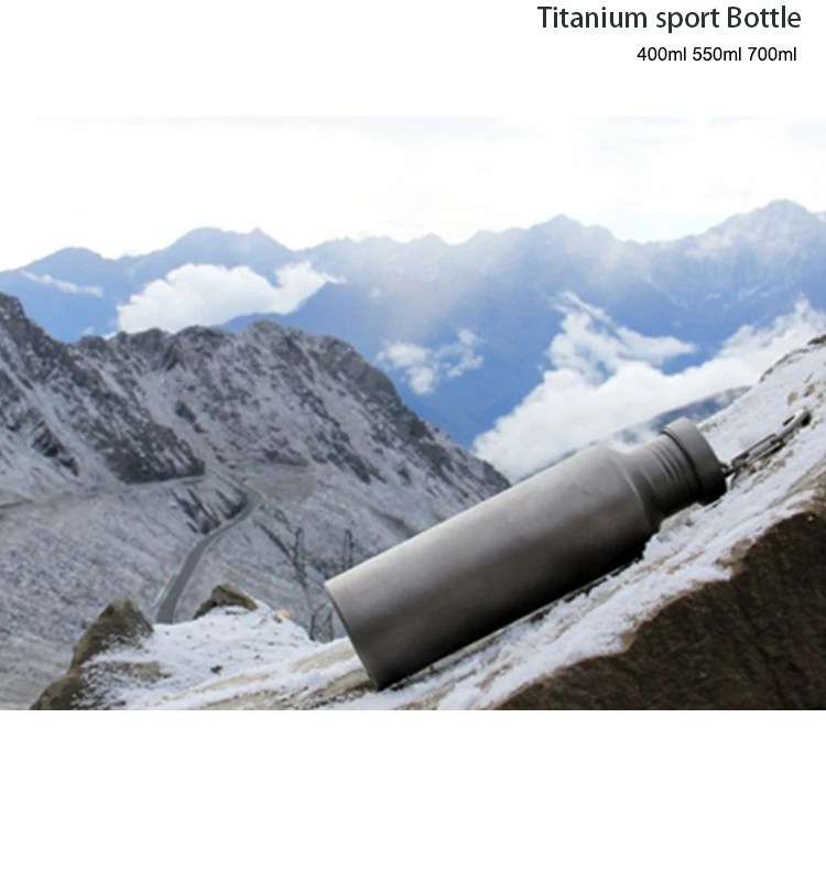 Eco-friendly Single Wall Water Bottle Light Weight Portable Drink bottle Pure Titanium Sport Bottle for Hiking Camping