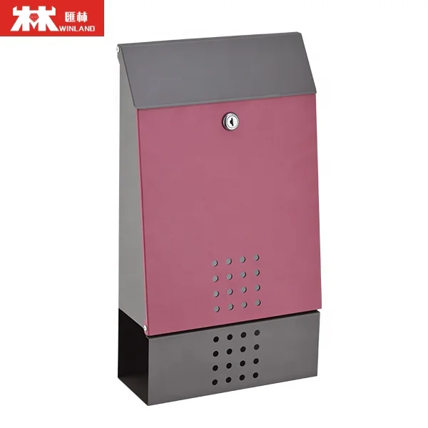 Winland Wall Mounted Alloy Metal Mini Mailbox with Newspaper Holder Apartment Type Door Cam Lock Post Box for Mail and Letters