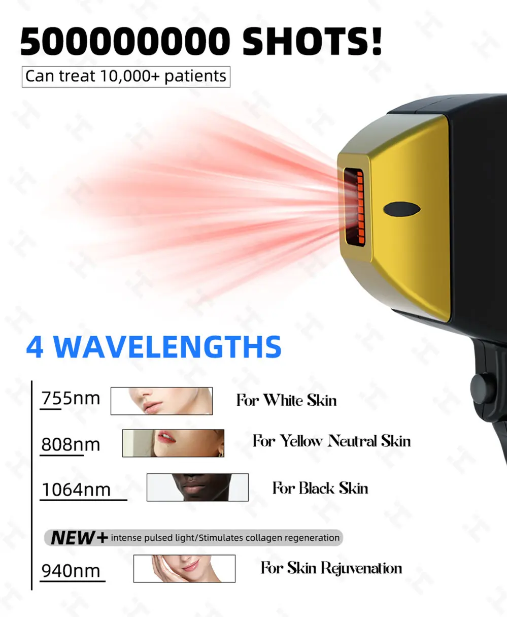 2024 Weifang beauty Device Ice platinum titanium triple wavelength adjustable heads 808nm diode laser hair removal machine