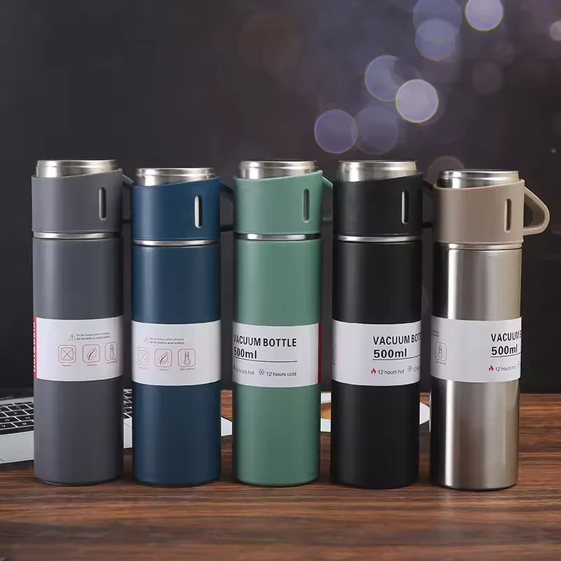 Double Wall Stainless Steel Insulated Bottle Travel Mug Cup Set Vacuum Flask Set Drink Water Bottle