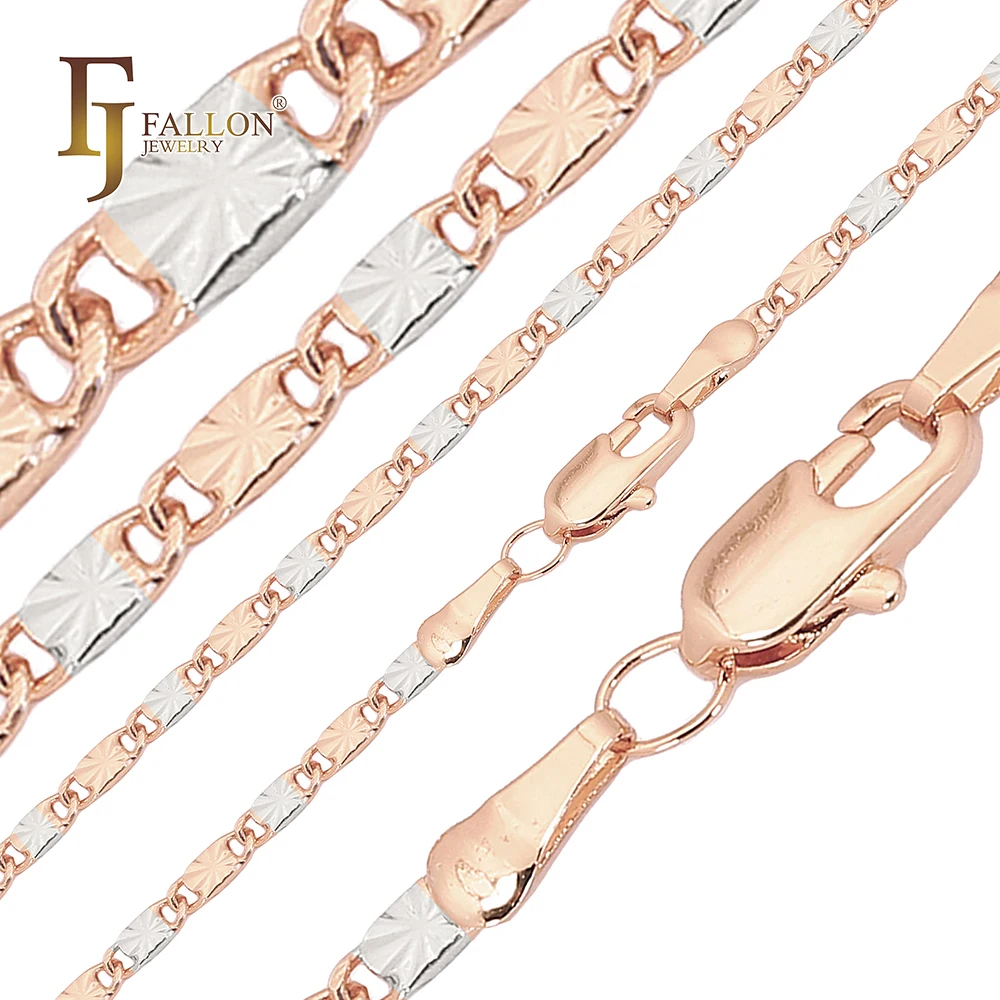 F94100024 FJ Fallon модные ювелирные изделия Классические однотонные звенья улитки солнца чеканая цепочка покрытая розовым золотом двухцветная латунь