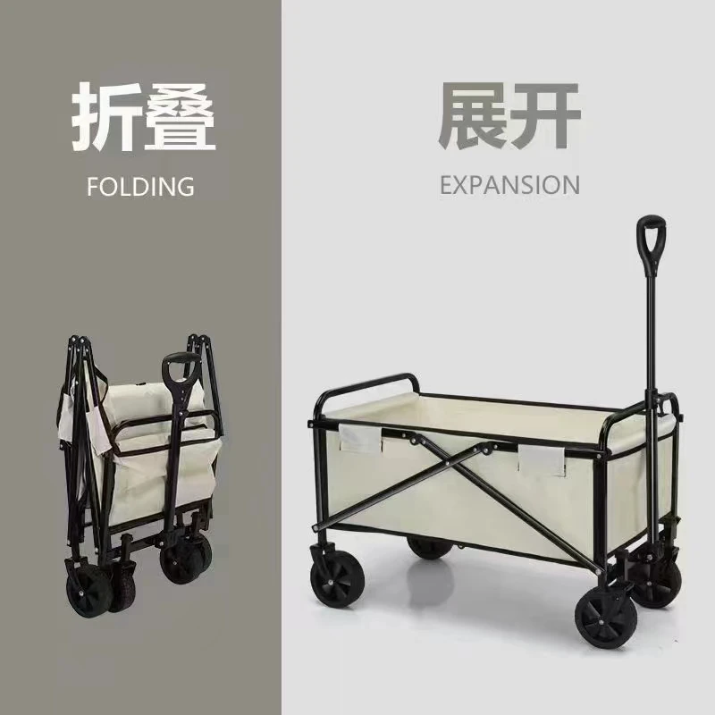 Wholesales 4 wheel foldable portable Picnic Beach trolley carts Camping Metal Garden Hand Trolley Carts Shopping Trolley