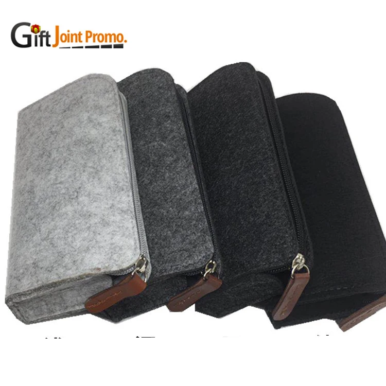 Vintage School Stationery Felt Pencil Case Bags Zippered Pouch Pen Bag