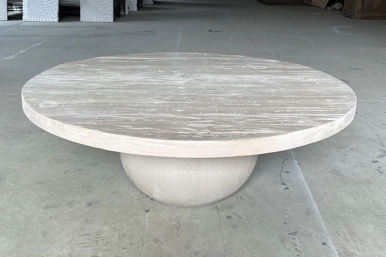 Simple design carved handmade tea table round reclaimed wooden coffee tables for home