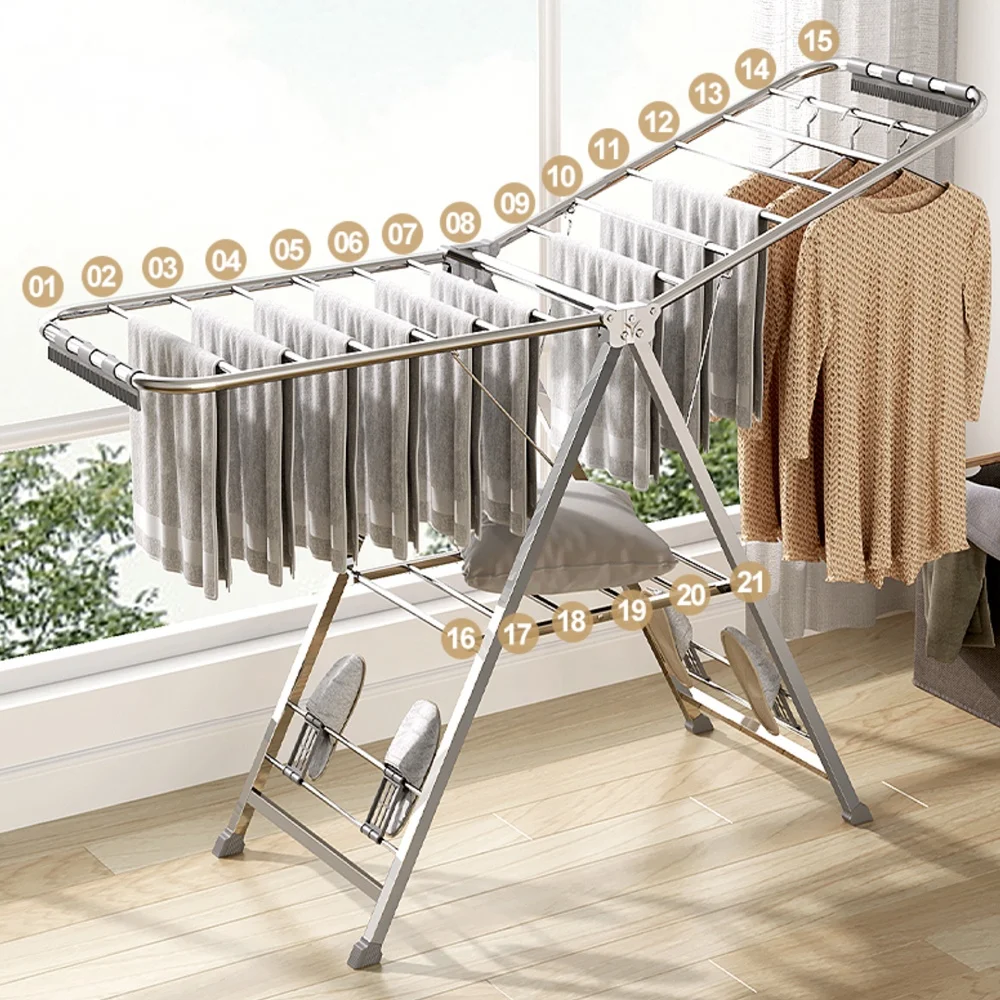 Stainless Steel Clothes Drying Racks Cloth Dryer Hanger Stand Folding Laundry Rack