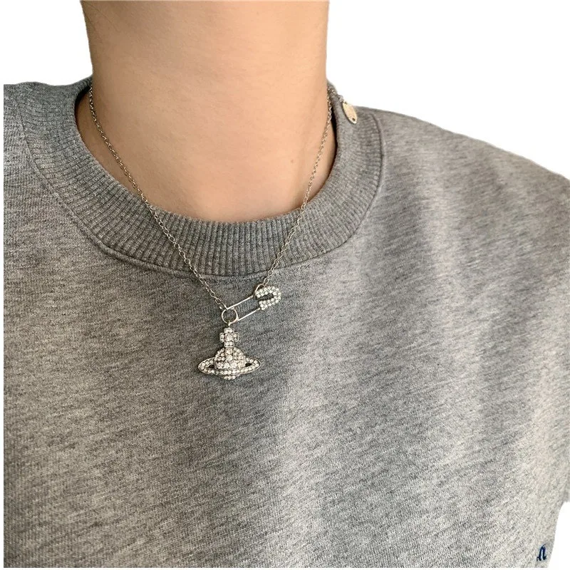 West after NANA pin Saturn chain necklace personality fashion simple trend European and American design sweater chain